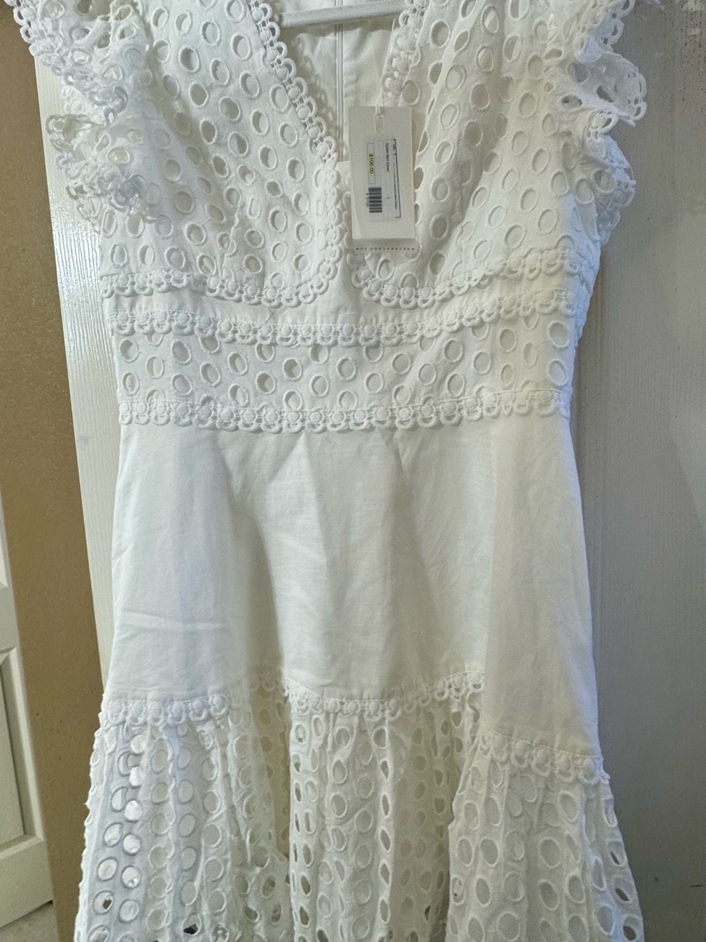 ENDLESS ROSE NWT White Eyelet Lace-Trim MINI Dress